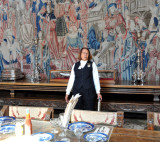 Our guide in front of extensive banquet table