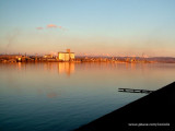 View from Kladovo dock - Romania in sunset colours
