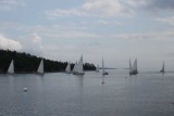 ten of the boats in the competitive cruise easing down the Arm