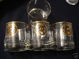 NONSUCH sail boat high ball glasses, gold trim - HBC