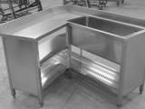 Mobile sagomato inox per macelleria con vasca inox