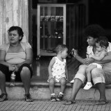 Feeding time on the steps