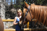 Jodie horseback riding in Banff