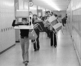 Taking desks to the Auditorium for Exam week