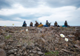 having a rest on the plateau... it is probably a knee-deep snow already there...