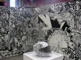 Jona Cerwinske mural and Sharpie-drawn helmet