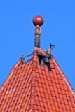 Lightning damages the top of the Kirkbride building.
