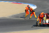 Cleaning up the track from the Vici Racing Porsche