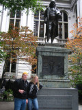 Lindsey and I in front of the Ben Franklin Statue