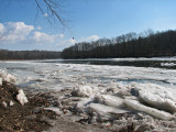 Slabs of Ice thrown on the river bank