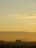 Aircraft turning for LAX over downtown LA