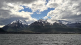 Peaks of the foot of the Martial chain loom over Ushuaia
