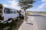 Nairobi road to Maasai flat tire