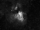 M 17 or the Omega or Swan Nebula in Ha.