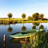 Green rowing boat