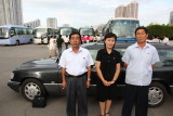 My team. Driver mr Kim, Guide ms Li - and mr Pak. And my brand new Mercedes 230E