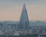 Ryugyong Hotel. Construction started in 1987. Still far from finished.