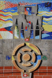 THE MURAL WAS DONE BY A NATIVE AMERICAN ARTIST AND FILLED WITH ASTRONOMICAL SYMBOLS