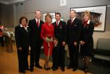 The BRIDE and GROOM with the Delta flight crew for inaugural flight (wearing brand new Richard Tyler designed uniforms)