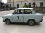 Trabant (East German Car)  in First Courtyard of Cesky Krumlov Castle