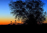 Looking east  to the Newport bridge from Jamestown  just before sunrise.