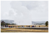 A rainy Old Faithful eruption