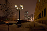 City Evening With Snow
