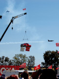 Toyota Tundra suspended with fighter jets