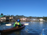 Otter view of the Town of Nehalem; Belinda in foreground.