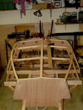 Chine logs and keelson completed, aft portion.  An airy framework.