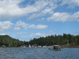 Telegraph Harbour marina, at the west end of The Cut separating the two islands.