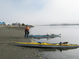 Jan and two packed yaks at the Toquart Bay CG.