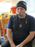 New hat, new harp holder.  Nice!