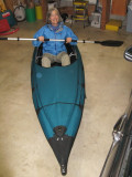 Belinda, on her 61st birthday party, gets to be the first to sit in our Edisto.