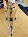 Ends assembled but unjoined.  Each half is inserted into the skin and then ladder locked at the center.