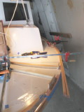 Dry fit of aft portion port rail: lamination phase.