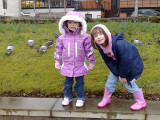Heather and Eileen with the pigeons.
