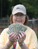Joan with her donations!