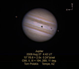 Jupiter: August 27, 2009 with Europa, Ganymede and Their Shadows