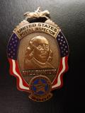 rare postal inspector badge with Ben Franklin figure