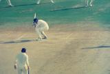 Batsman ducks under a bouncer from West Indies