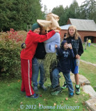 Hugging two Scarecrows