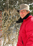 Peter setting up a feeder for the squirrel