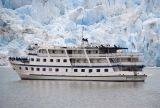 Spirit of Discovery at the foot of the glacier