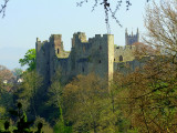 Ludlow Castle on the cliffs above the River Teme