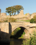 Barnard  Castle  bridge, with castle  walls  above.