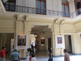 in the hall of Latin American heros, with paintings of historical icons