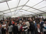 the book fair is small but packed with books, authors, and readers