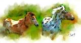 horses watercolor