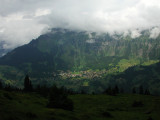 Wengen, Switzerland from above and across the valley